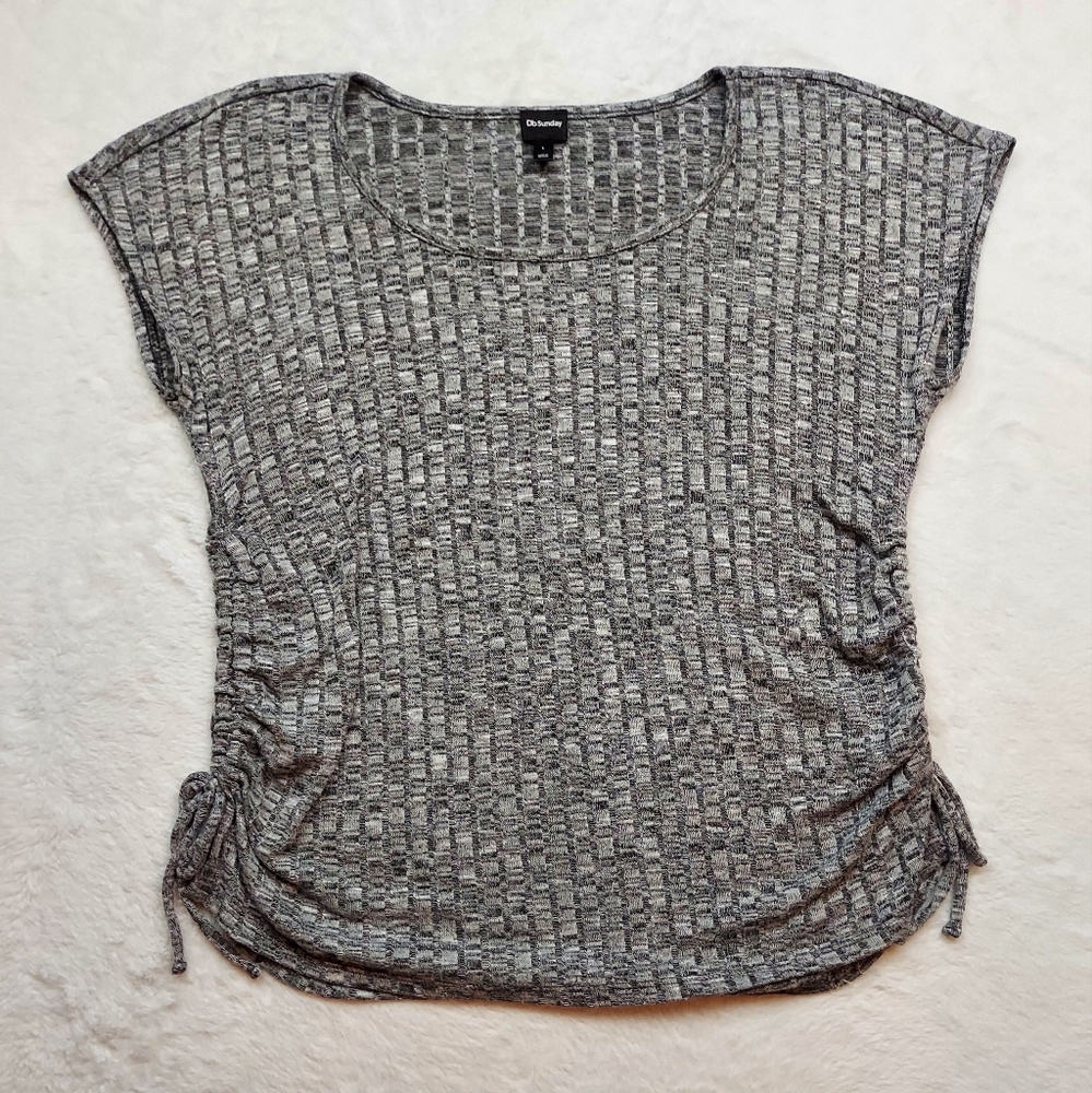 Db Sunday Gray Heather Ruched Sides Top Size L